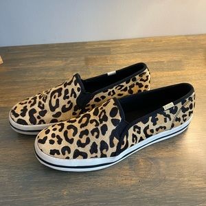keds x kate spade new york double decker leopard-print sneakers size 9